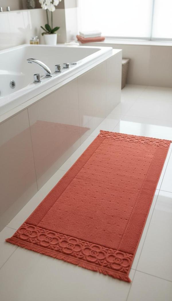 Fesun Kiremit Ayak Havlusu - 60x130Cm, 690Gr, %100 Pamuk, Spa Ve Otel Banyo Paspası, Günlük Kullanıma Uygun - Image 1