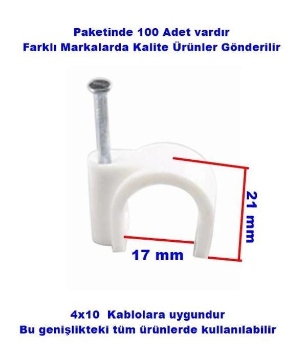 No:7 Beton Çivili Kablo Tutturma Kroşe NO:7 (100 lü Pk.) Beyaz Plastik - Image 1