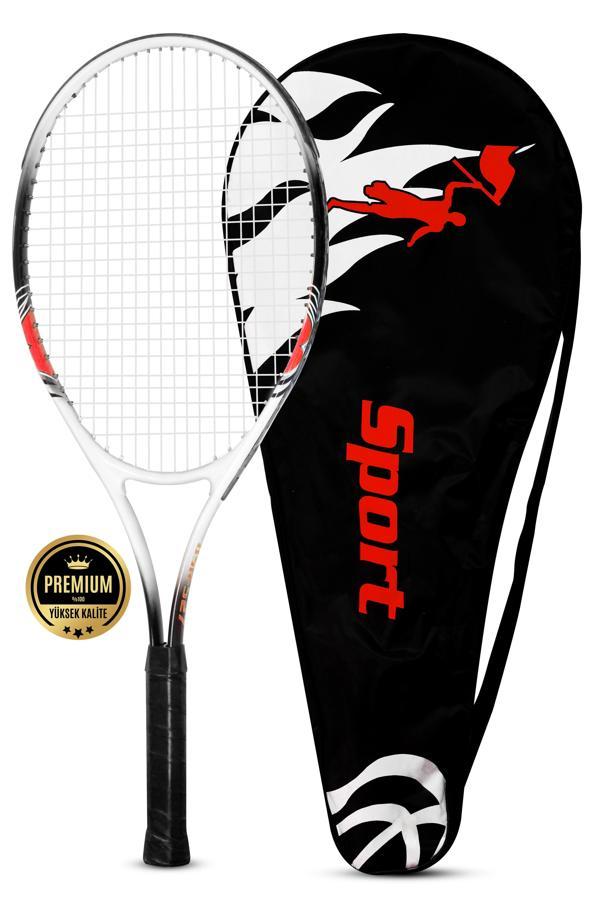 Deluxe 27 İnç Tenis Raketi Çantalı Yetişkin Tennis Racket L2 Grip 68 cm Kırmızı 527 - Image 1
