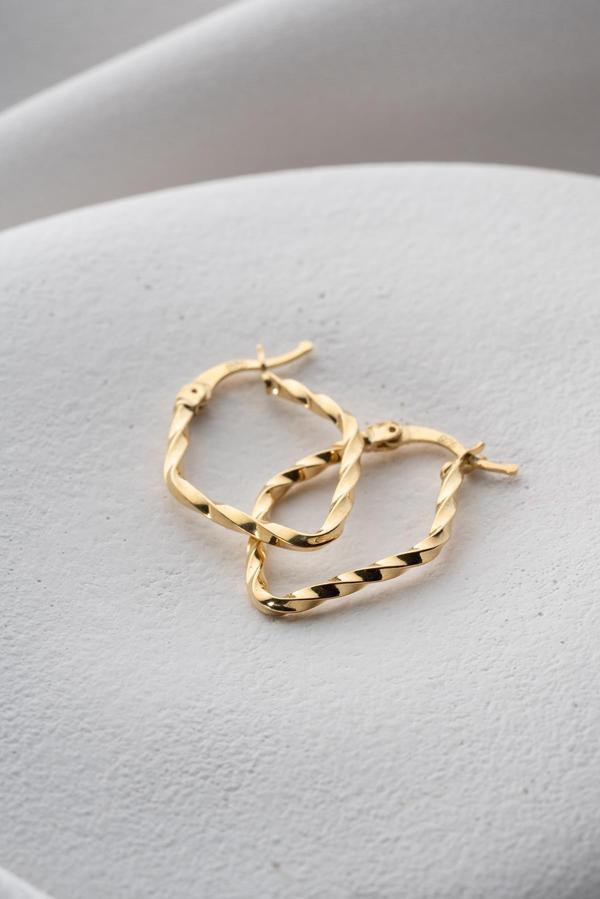 925 Ayar Gümüş Gold Burgu Model Şarnel Küpe - Image 1