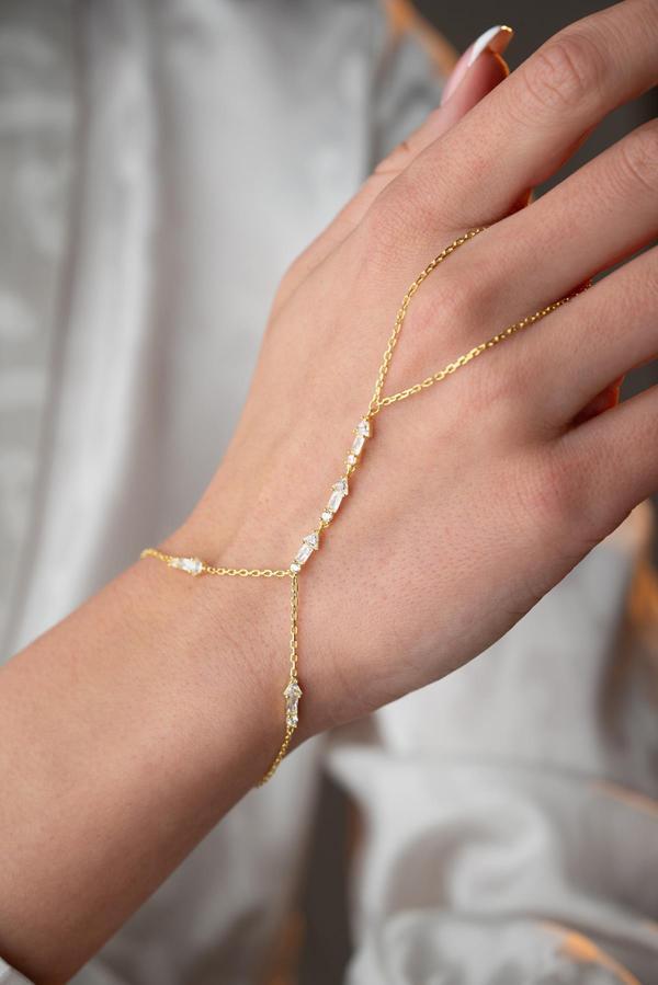 925 Ayar Gümüş Gold Kaplama 3'Lü Ok Tasarım Şahmeran Bileklik  - Image 1