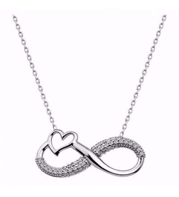 925 Ayar Gümüş Kalpli Sonsuzluk Kadın Kolye  - Image 1