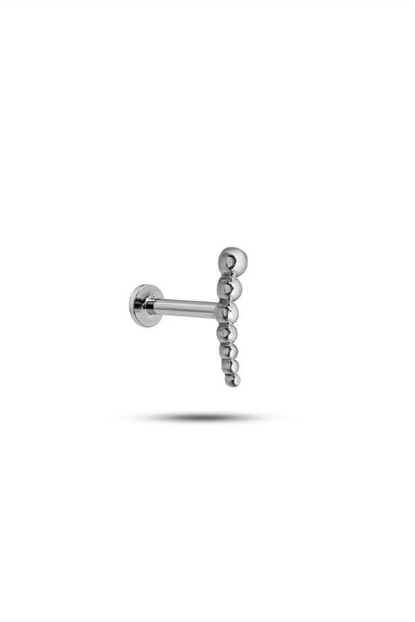 925 Ayar Gümüş Rodyumlu Minimal Süzme Top Tragus Piercing Küpe - Image 1