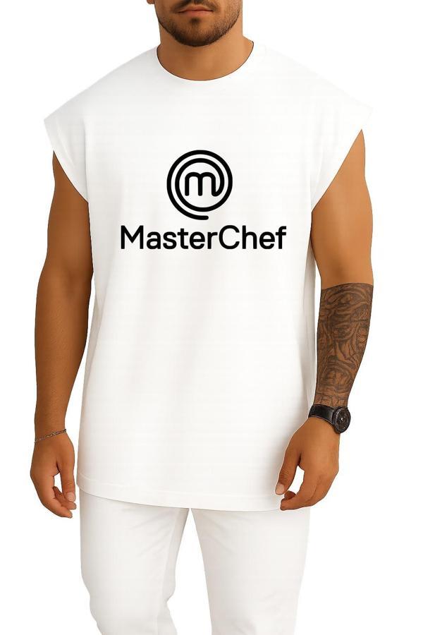 Oversize Masterchef Logo Göğüs Tasarımlı Atlet - Image 1