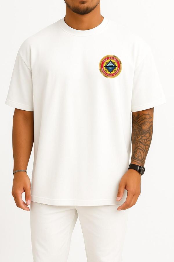 Oversize F503 Tcg Beykoz Cep ve Sırt Tasarımlı Unisex T-Shirt - Image 1