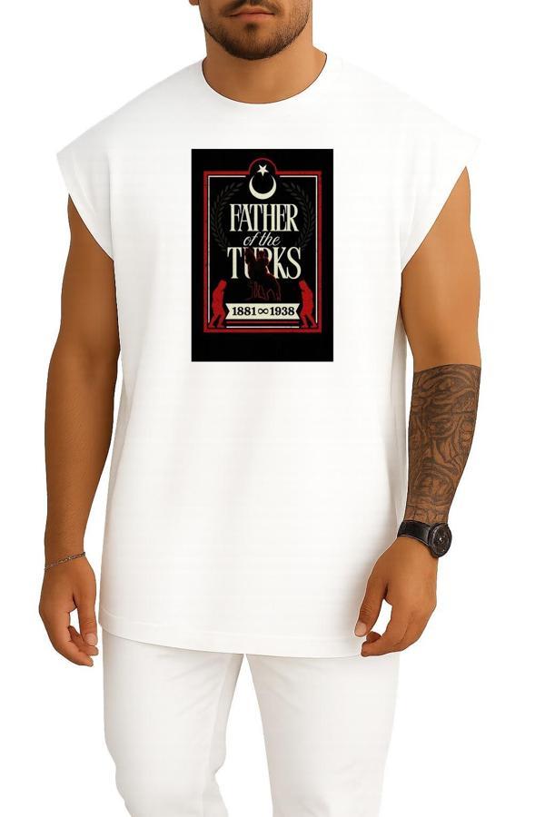 Oversize 1881-1938 Father Of Turks Atatürk Göğüs ve Sırt Tasarımlı Atlet - Image 1