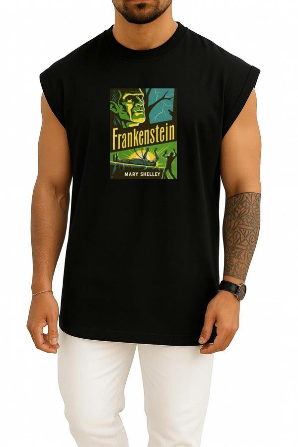Oversize Frankenstein Mary Shelley Hallowen Göğüs Tasarımlı Atlet - Image 1