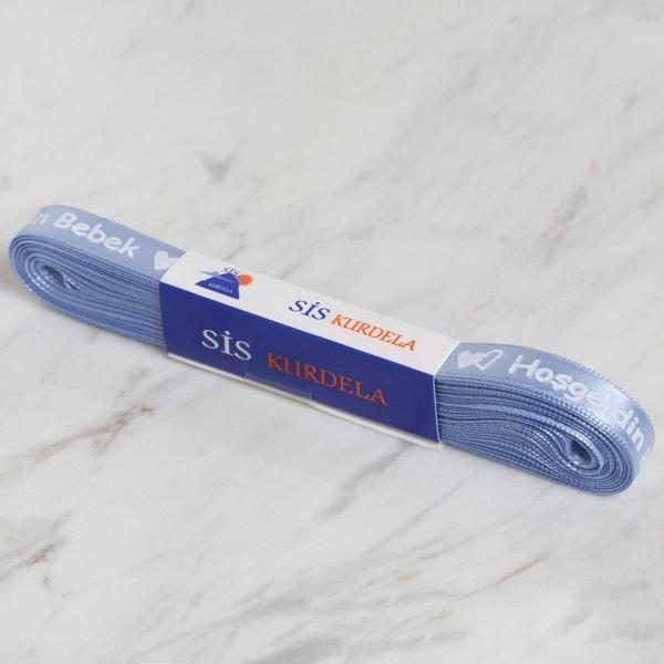 1cm 10 mt Mavi Saten Hoşgeldin Bebek - Image 1