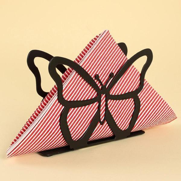 Home Kelebek Siyah Metal Peçetelik - Image 1