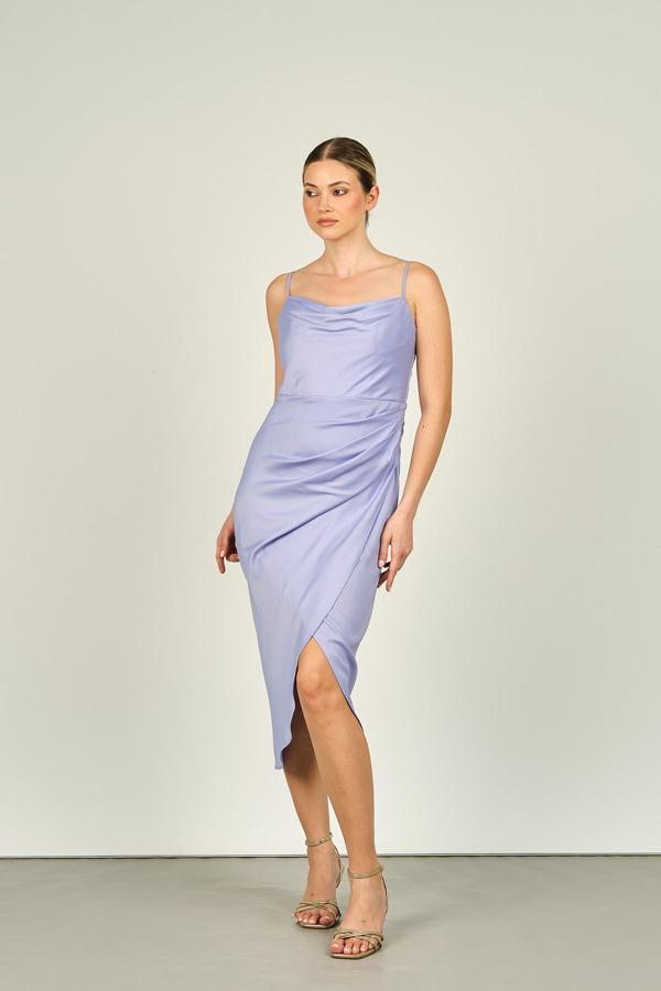 Doridorca Kadın Degaje Yaka Abiye Elbise 5923060 Leylak - Image 1