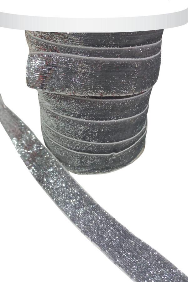 Kadife Kurdele Simli 2 cm Gümüş 5 Metre - Image 1