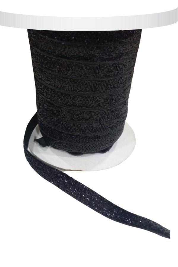 Kadife Kurdele Simli 1 cm Siyah 5 Metre - Image 1