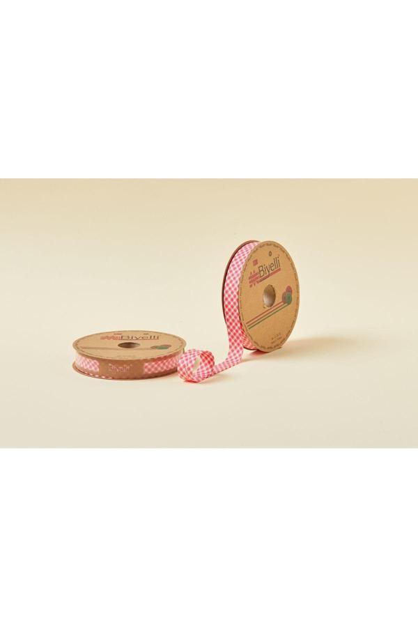 Biye Ekoseli Katlı E03 Kırmızı 2 cm 25 Metre 65 Koton 35 Polyester - Image 1