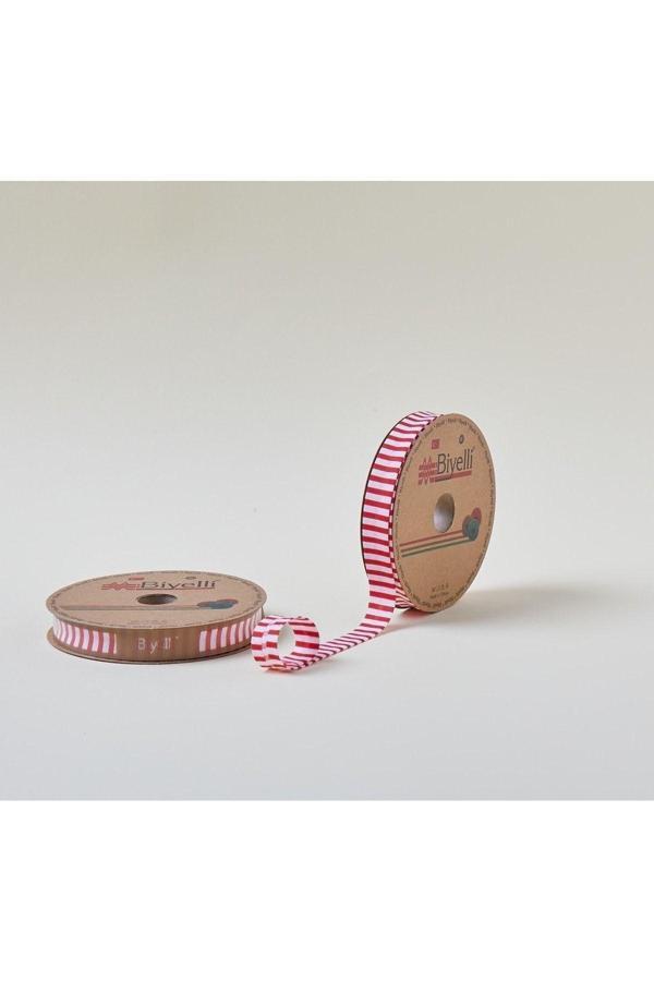 Biye Kalın Çizgili Katlı F03 Kırmızı 2 cm 25 Metre 65 Koton 35 Polyester - Image 1