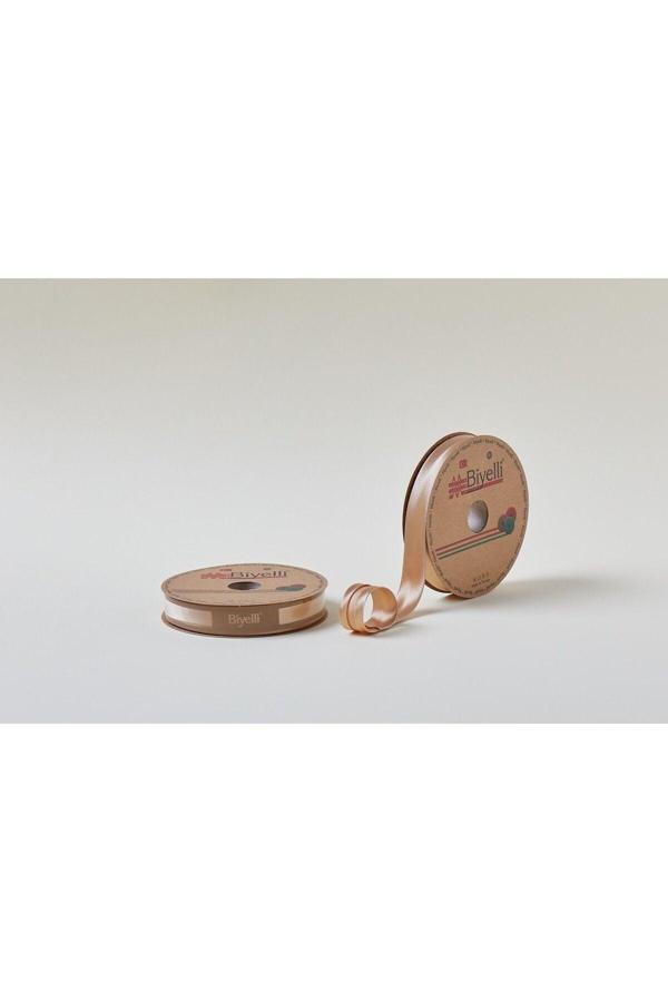 Biye Saten Katlı 080 Koyu Bej 2 cm 25 Metre 100 Polyester - Image 1