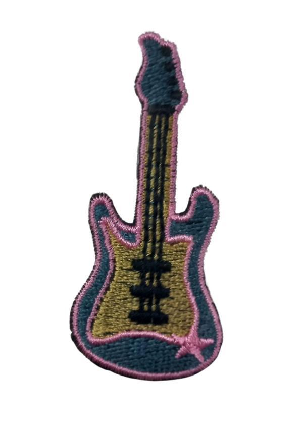 Aplike Ütü İle Yapışan Gitar Pembe Arma 5x3 cm - Image 1