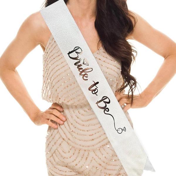 MDB Beyaz Gümüş Bride To Be Yazılı Kuşak Kemer - Image 1