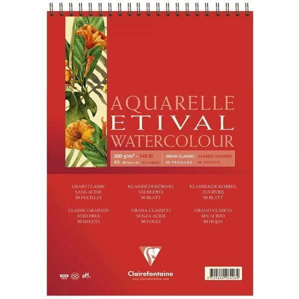 Supertrend Etival Classic Sulu Boya Defteri Blok Üstten Spiralli 300 gr. A3 30 yaprak - Image 1