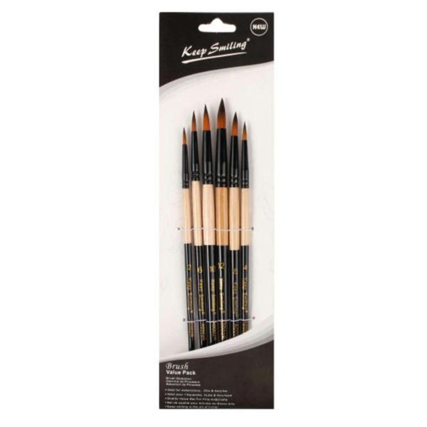 Supertrend Sentetik Sivri Yuvarlak Uçlu Fırça Seti 6'lı - Image 1