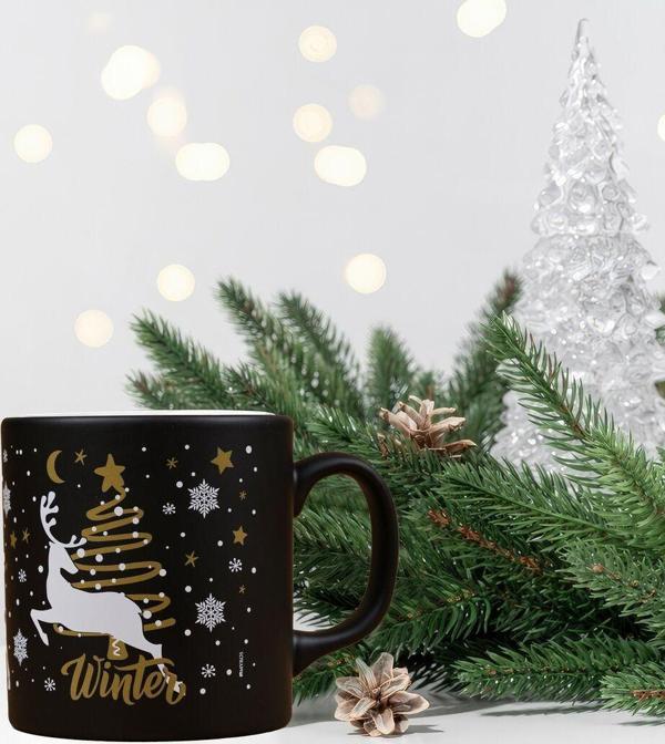 Siyah Geyikli Winter Seramik Kupa - Image 1