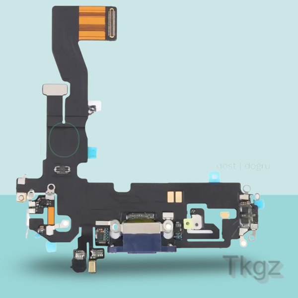 Apple İphone 12 Full Şarj Soketi Filmi FLEX Orjinal (MAVİ) - Image 1