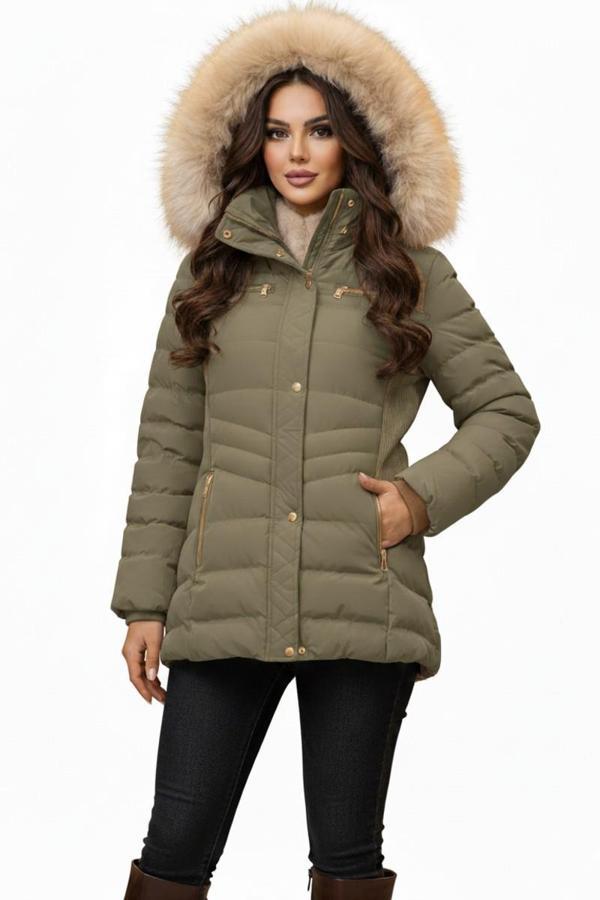 Kadın Spor Kapüşonlu İçi Peluş Mont  M5306 BGL-ST04891 - Image 1