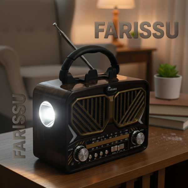 Taşınabilir Güneş Panelli Nostaljik Radyo Işıldaklı FM/AM/SW Desteği USB/TF Kart Girişli - Image 1