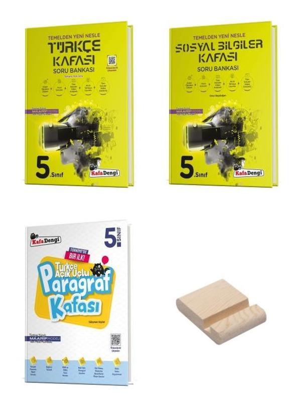 Kafa Dengi 5. Sınıf Türkçe Sosyal ve Paragraf Kafası Soru Bankası 3lü Set + Telefon Standı - Kafa Dengi - Image 1