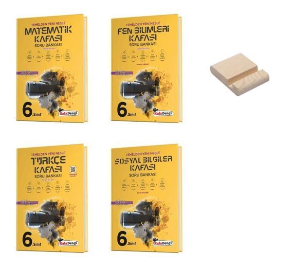 Kafa Dengi 6. Sınıf Matematik Fen Türkçe ve Sosyal Kafası Soru Bankası 4lü Set + Telefon Standı - Kafa Dengi - Image 1