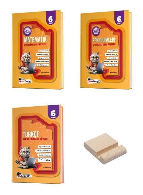 Kafa Dengi 6. Sınıf Matematik Fen ve Türkçe Etkinlikli Ders Föyleri 3lü Set + Telefon Standı - Kafa Dengi - Image 1
