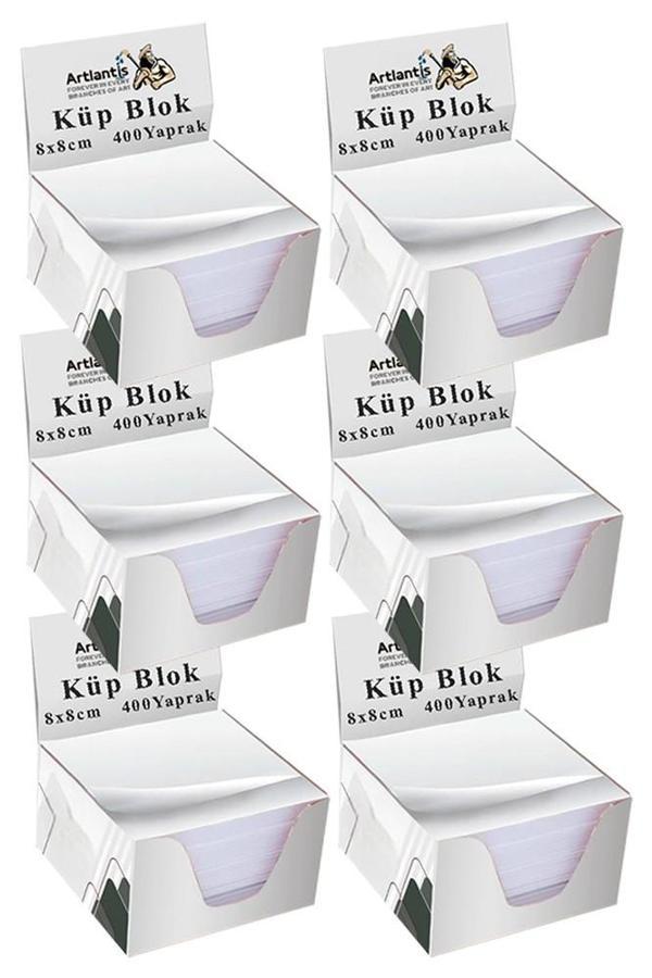 Masaüstü Küp Blok Not Kağıdı 6 Paket 8x8 cm Beyaz Küp Not Kağıdı Kare Kağıt Beyaz Boş Kağıt 400 Yaprak Hatırlatma Ofis - Image 1