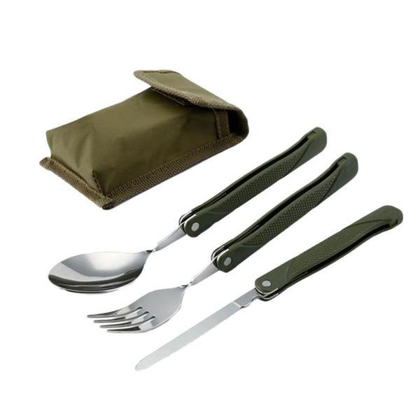 Katlanır Paslanmaz Çelik Kamp Piknik Çatal Bıçak Çatal kaşık seti - Image 1
