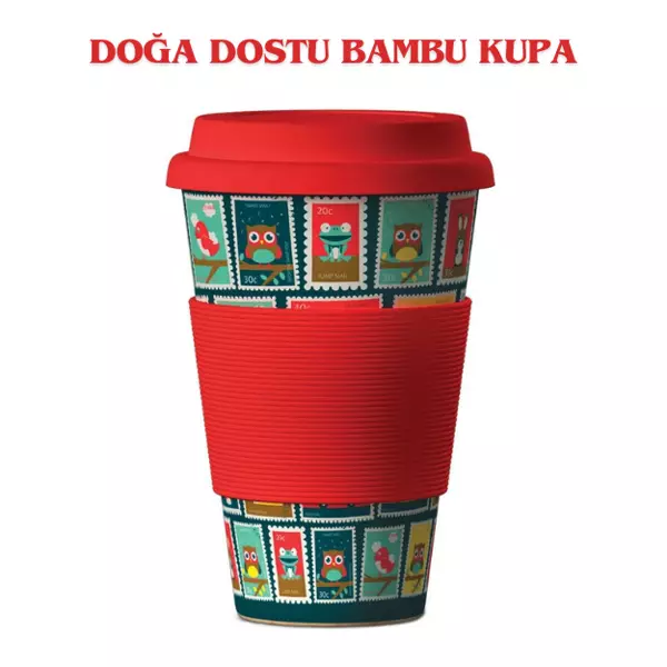 Balev Doğa Dostu Stamps (Red) Bambu Kupa 400 Ml - Image 1