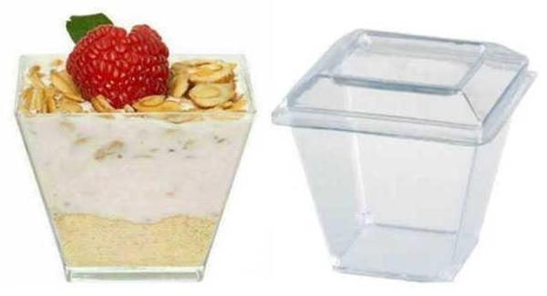 KASE MİKA PİRAMİT 200 CC KAPAKLI ŞEFFAF 20 ADET - Image 1