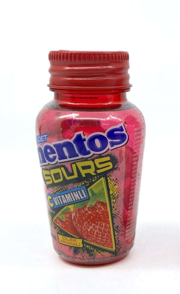 Mentos Sours Şekersiz Tatlandırıcılı C Vitaminli Çilek Aromalı Tablet Şekerleme - Image 1