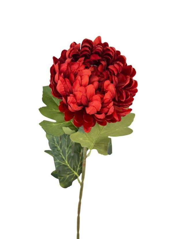 Yapay Çiçek Krizantem Kırmızı 90cm Tek Dal Kumaş Çiçek Uzun Dal - Image 1