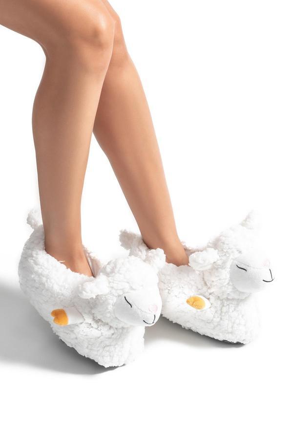 Kuzu Kadın Hayvanlı Panduf Beyaz 36/41 - Image 1