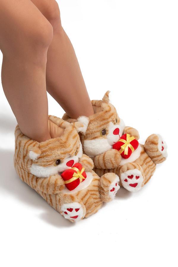 Cati Kadın Hayvanlı Panduf Açık Bej 36/41 - Image 1