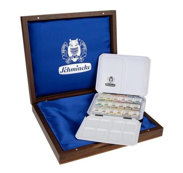 Supertrend Horadam Aquarell Taş Tablet Sulu Boya Seti Yarım Tablet 18 Renk Ahşap Kutu - Image 1