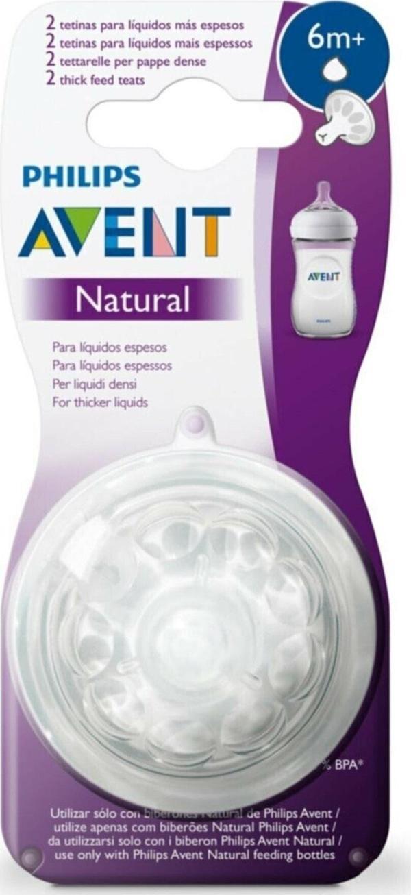 Philips Avent Scf046/27 Natural Ikili Biberon Emziği Y Kesik 6+ Ay Yoğun Akışlı - Image 1