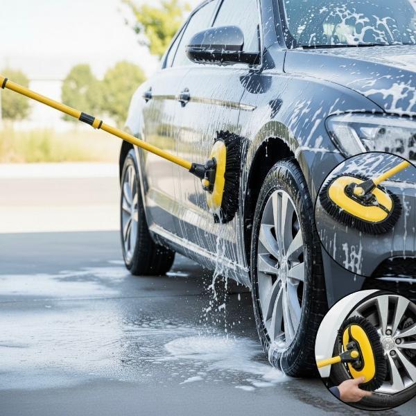 Teleskopik Saplı Kuru Islak Oto Yıkama Fırçası - Image 1