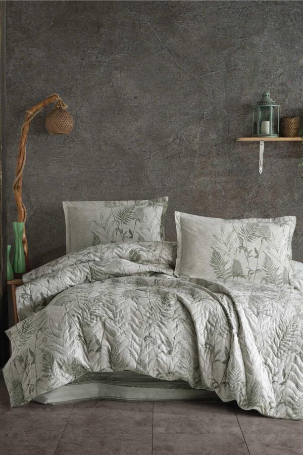 Clasy %100 Pamuk Çift Kişilik Dört Mevsim Seti Tuva V1 Yeşil - Image 1