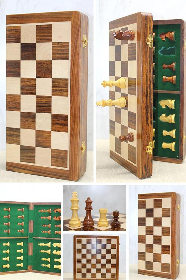 Mıknatıs Taşlı Ahşap Katlanabilir Kutulu Satranç Oyunu 40 Cm  - Image 1