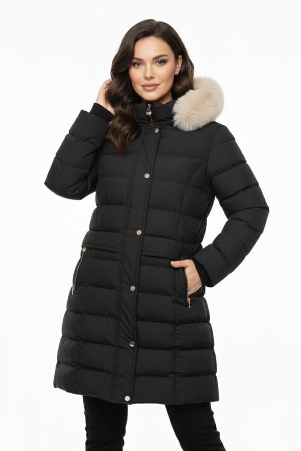 Kadın Spor Kapüşonlu İçi Peluş Mont  M5307 BGL-ST04913 - Image 1