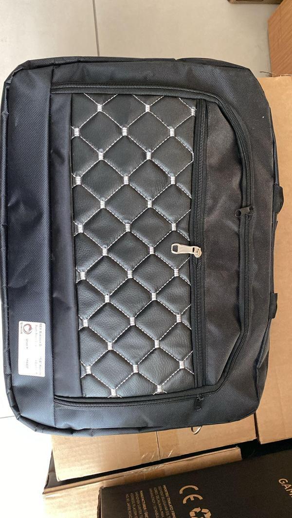 REX Baklava Desenli 15,6 Kumaş Siyah-Silver Çizgili Notebook Çantası Bilgisayar - Image 1