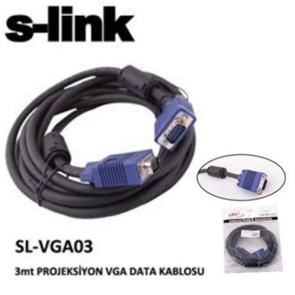 S-LINK SL-VGA03F Monitör,Vga,Projektör E-D (3 Metre) Data Projeksiyon Kablo - Image 1