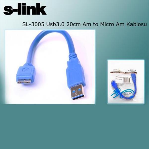 S-LINK SL-3005 Usb 3.0 Am to Micro Am (20cm) Kablo - Image 1