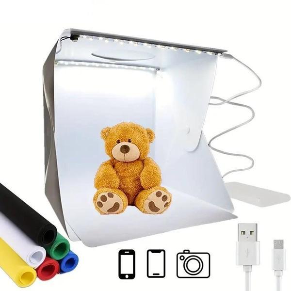 BUFFER® Katlanır Işıklı Fotoğraf Stüdyosu 40x40 cm 6 Renk Fonlu Ürün Çekimi İçin Uygun Fotoğraf Çekim Kutusu - Image 1