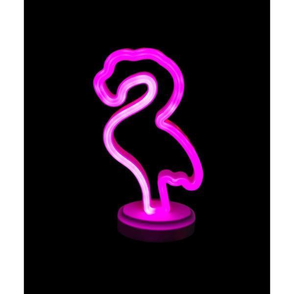 Neon Işıklı Flamingo Yazılı Masa Gece Lambası  - Image 1