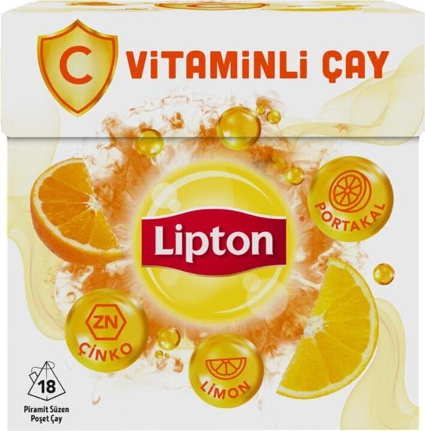 Lipton C Vitaminli Bardak Poşet Çay Portakal Limon Çinko 18'li - Image 1